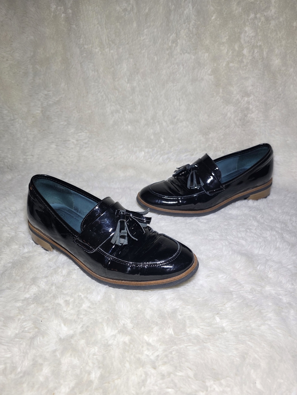 Karston France Black Patent Leather Tassel Loafers Womens 6.5 (EU 37) - Picture 2 of 8